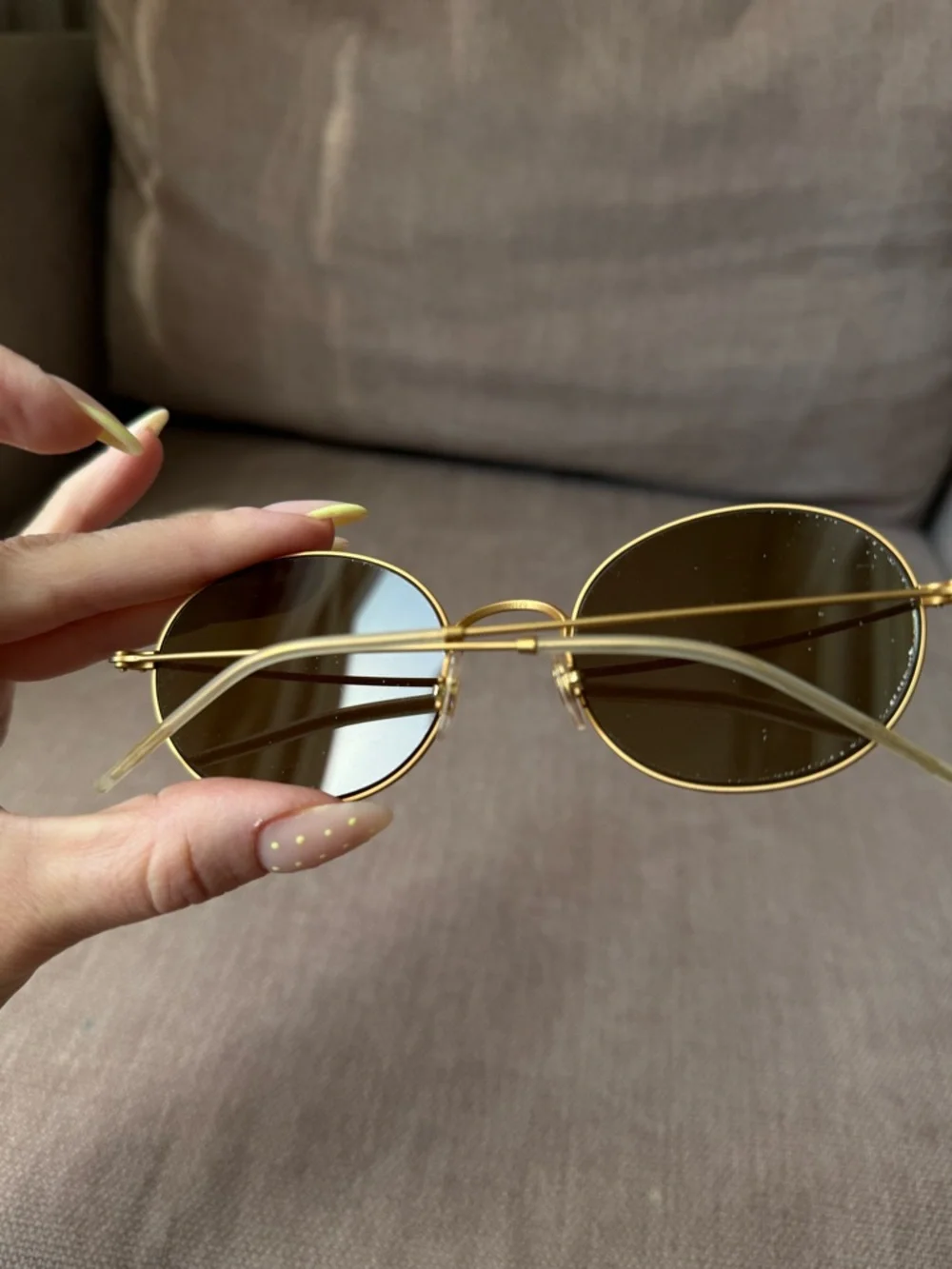 Ray-Ban Oval Sunglasses Brown Gold Frame Classic Chic - Picture 4 of 7